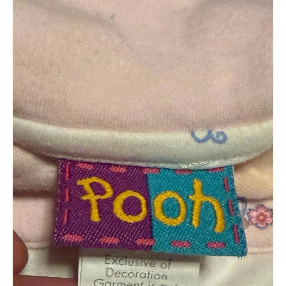 Vintage Disney Winnie The Pooh Baby Sleeper Pink White 0-3 Months Footed - Picture 4 of 6